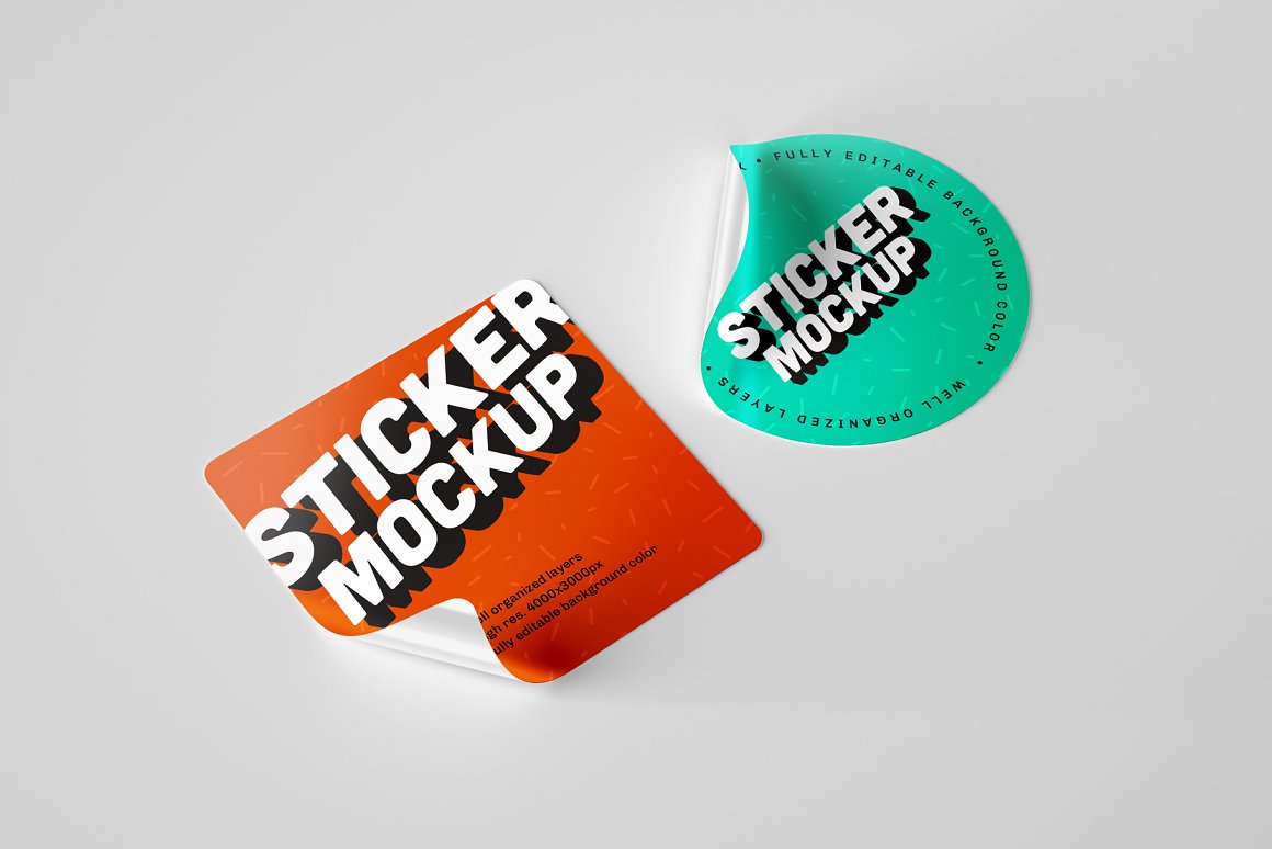 Images of beautiful glossy stickers.