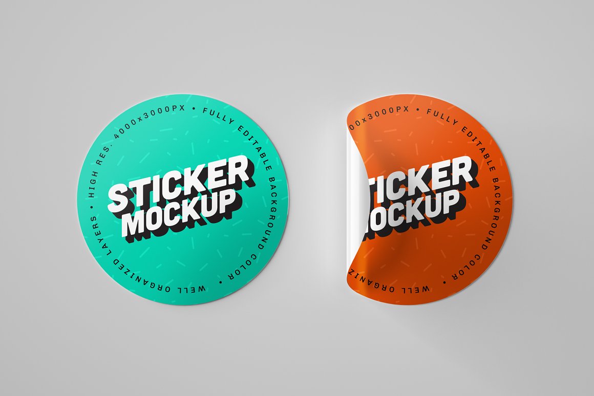 Images of irresistible glossy stickers in a round shape.