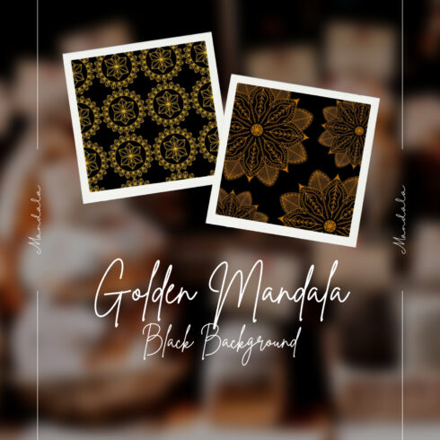 12 Golden Mandala with Black Background.