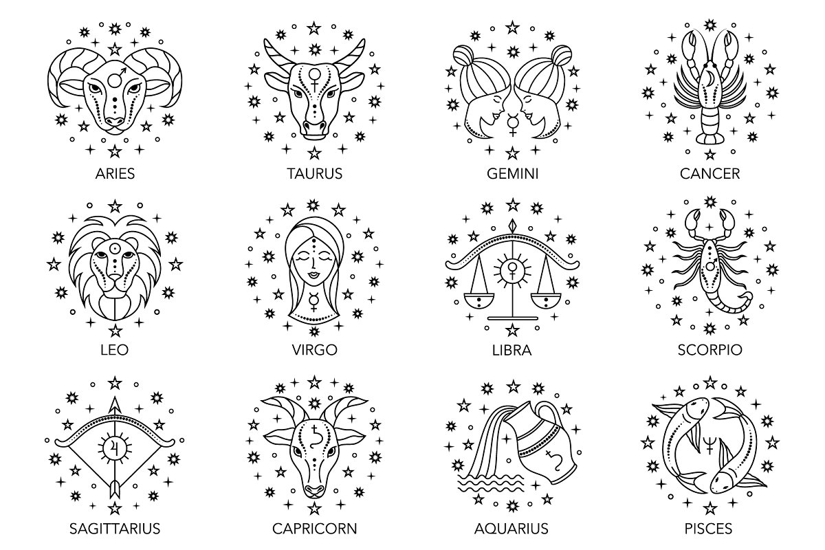 Such a great collection of zodiac signs for your creative projects.