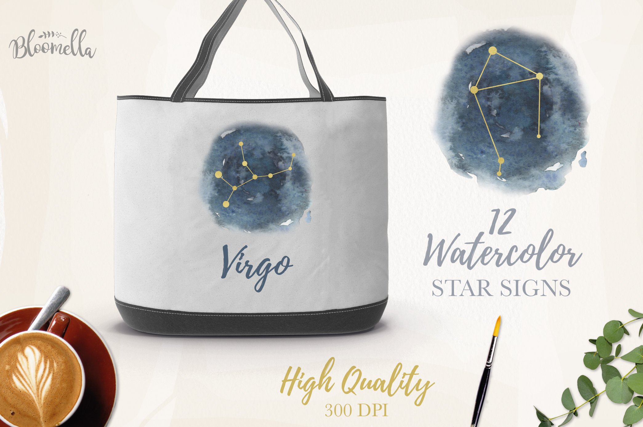 White eco bag with the blue border and star name.
