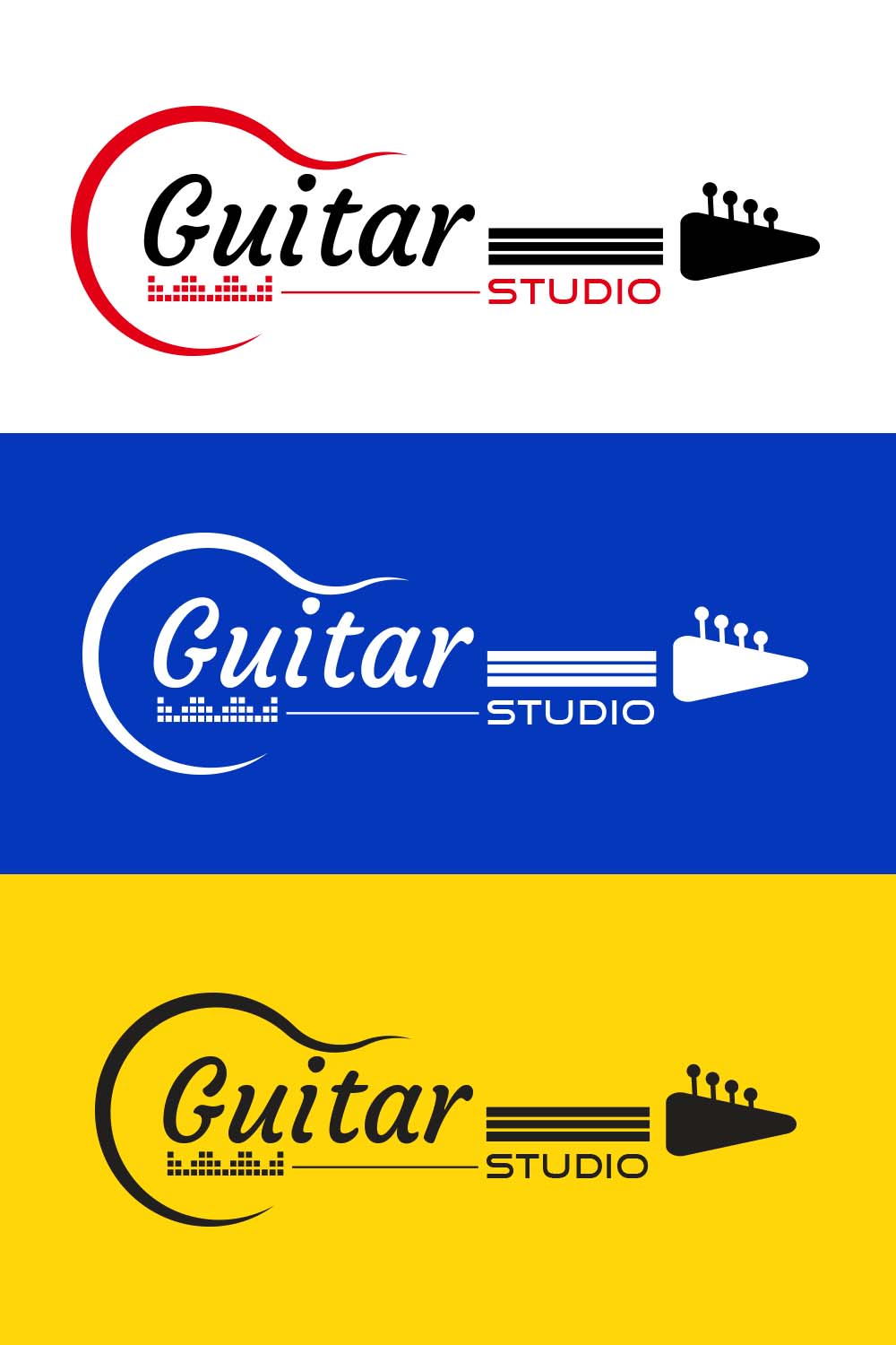 Guitar Logo Template Design pinterest image.