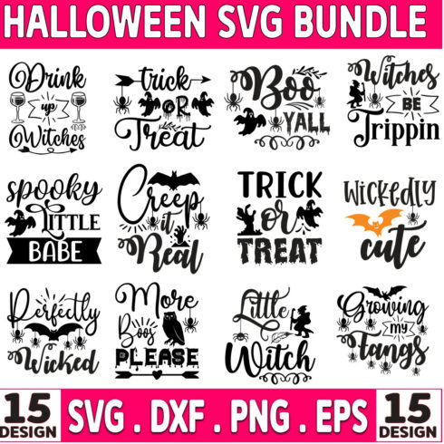 Spooky Quotes Halloween SVG Bundle cover image.