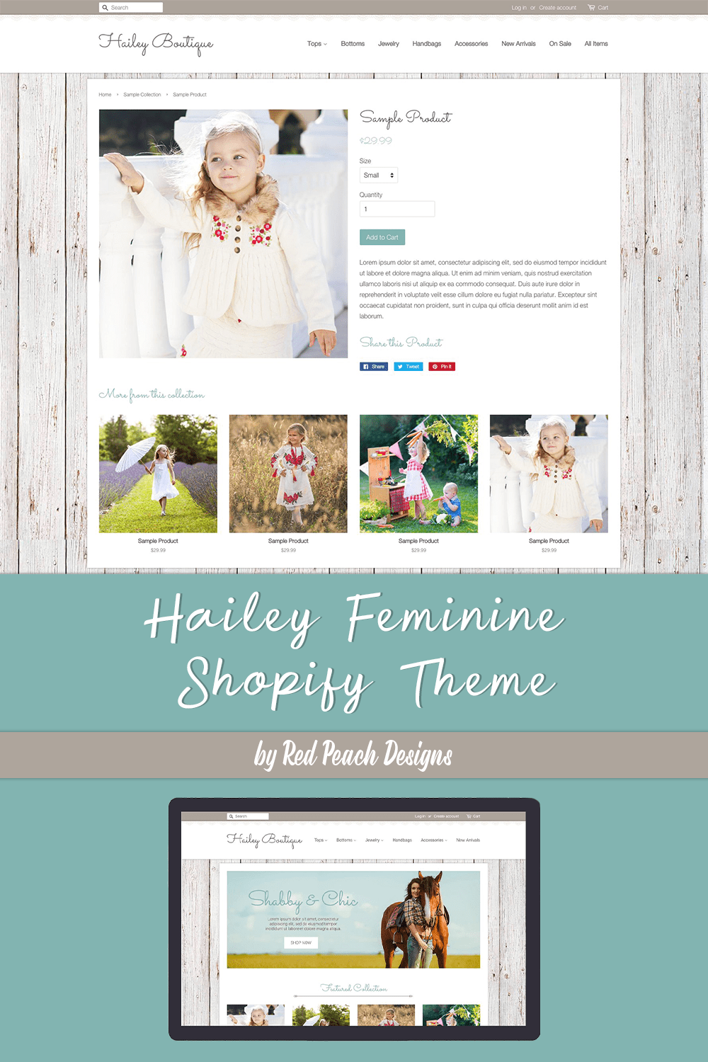 Hailey Feminine Shopify Theme - pinterest image preview.
