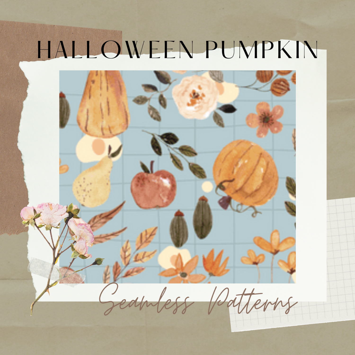 12 Halloween Pumpkin Seamless Patterns.