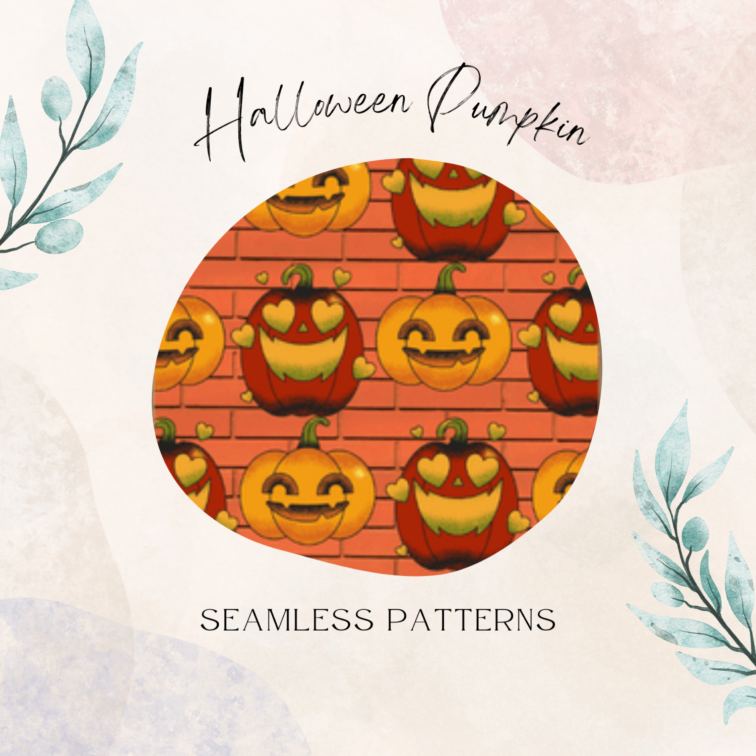 12 Halloween Pumpkin Seamless Patterns.