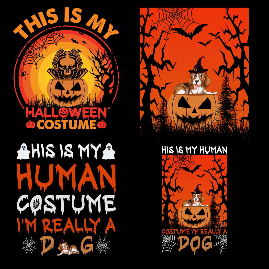 Halloween t-shirt designs bundle of 44 vector images