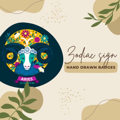 Zodiac sign icons. Hand drawn badges - main image preview.