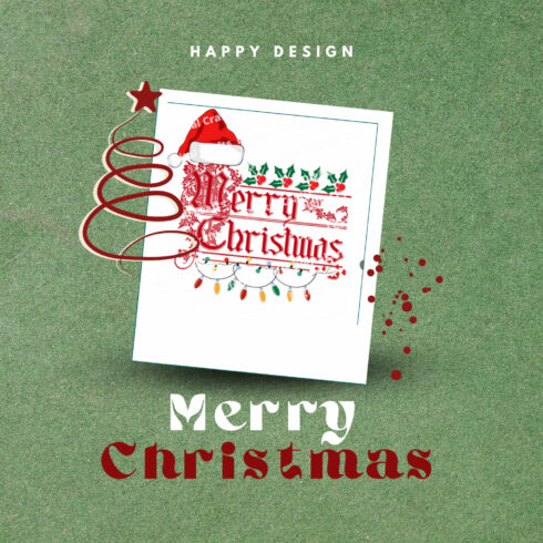 Gorgeous image with "Merry Christmas" lettering and Christmas accessories.