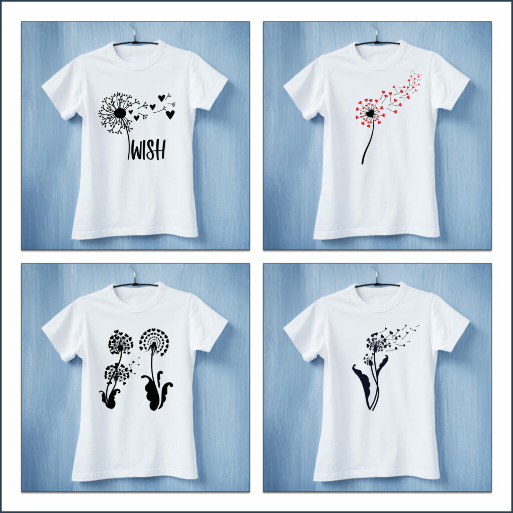 Heart Dandelion T-shirt Designs Bundle – MasterBundles