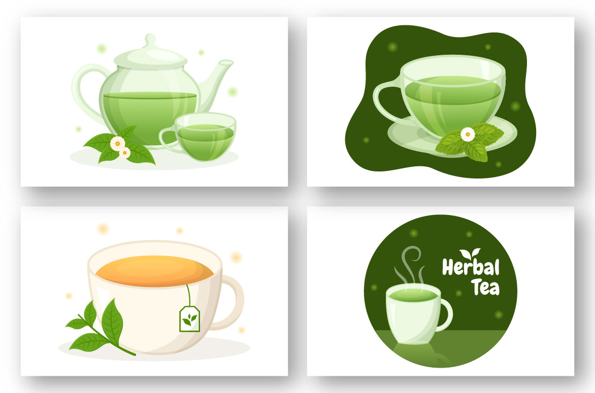 10 Herbal Tea Chamomile Leaves Illustration collection.