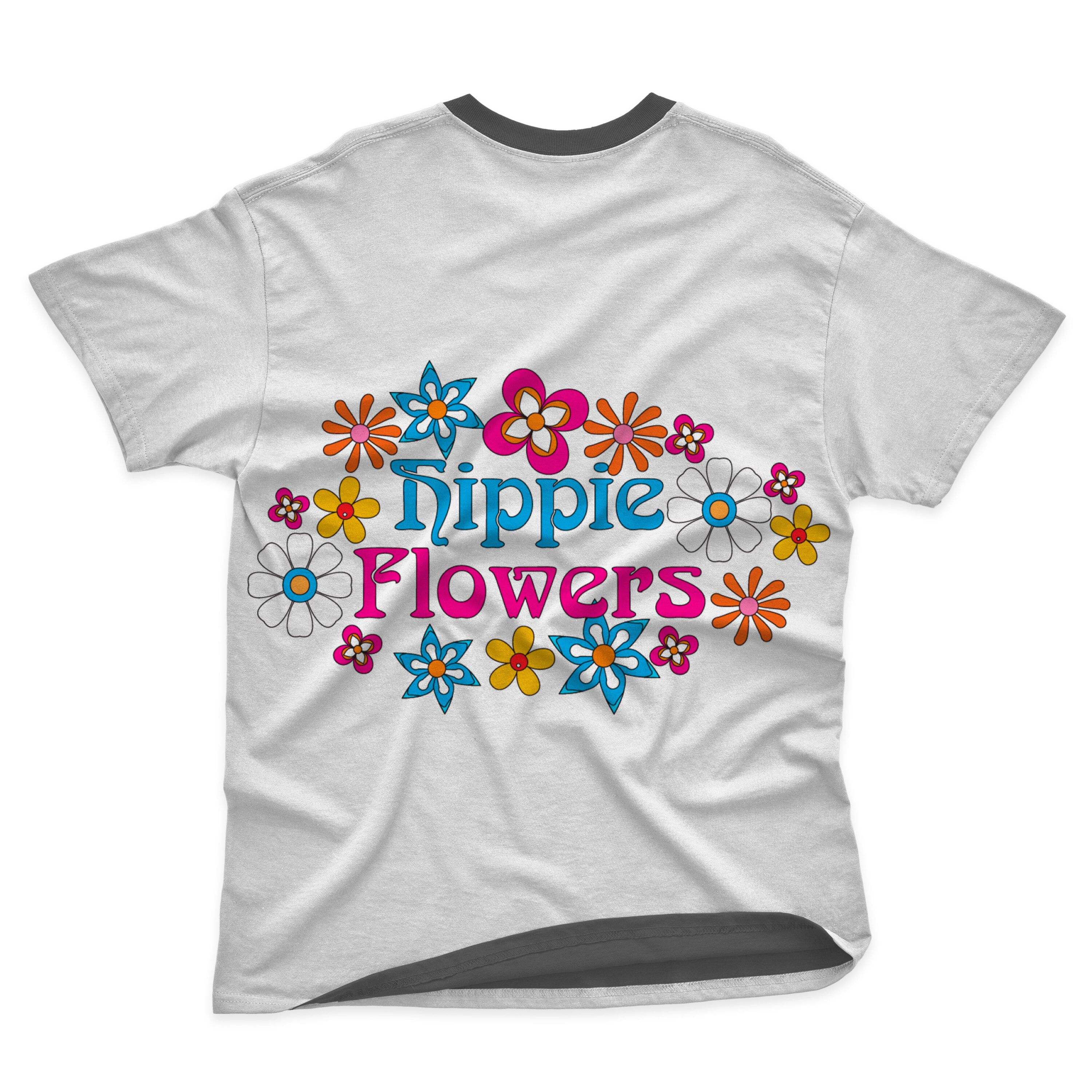 Cute hippie flowers quote on the t-shirt.