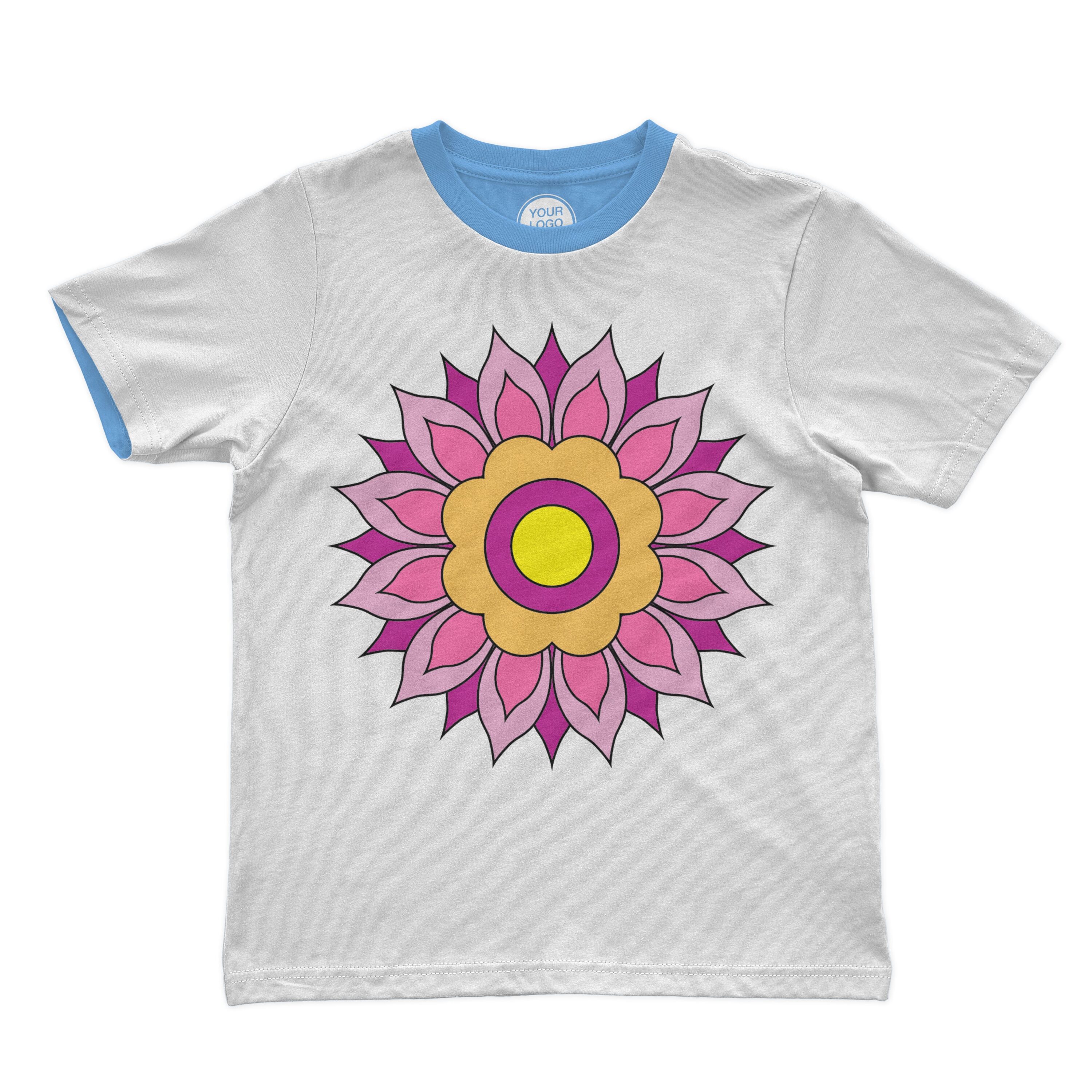T-shirt design with beautiful pink flower.
