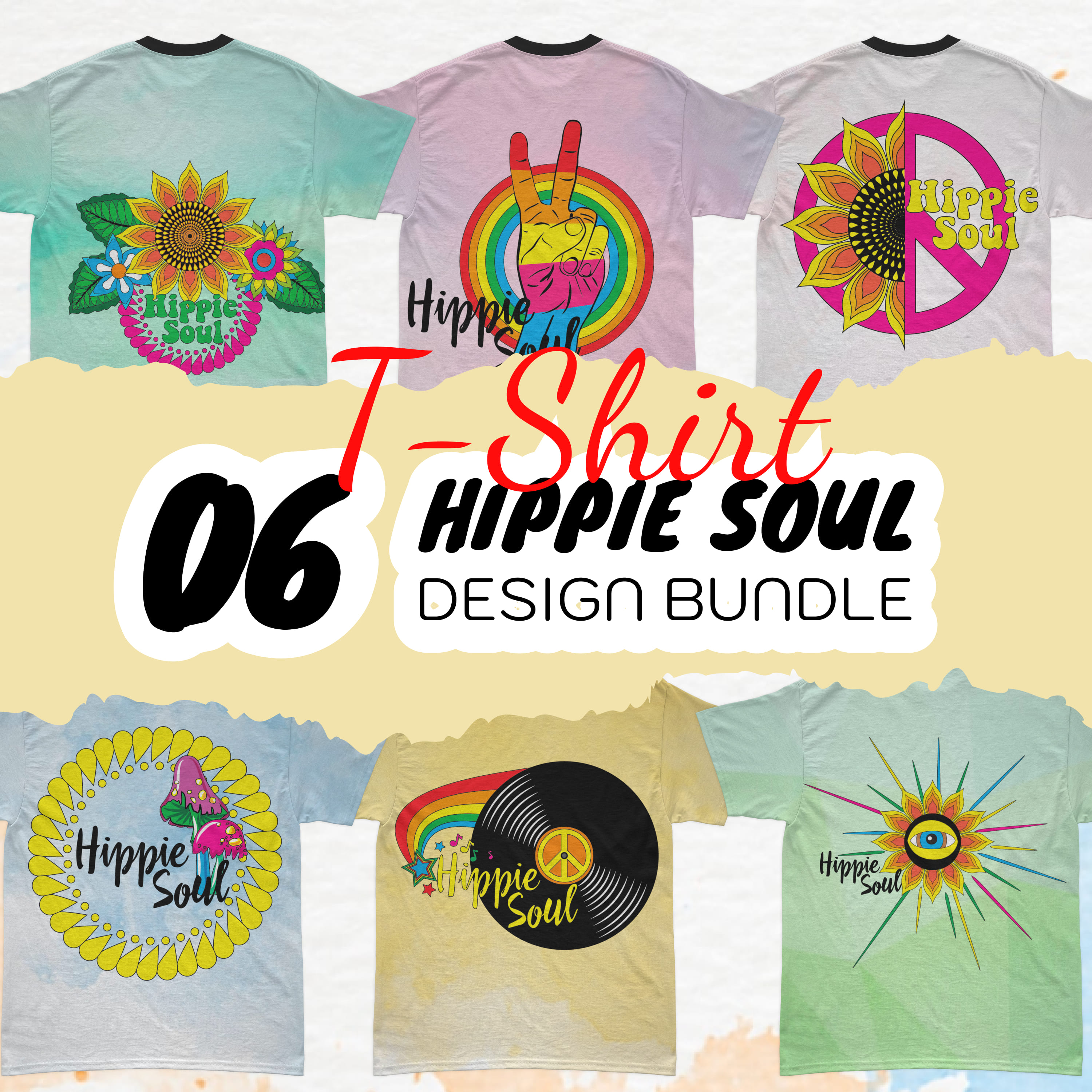 Hippie Soul T-shirt Designs Bundle –