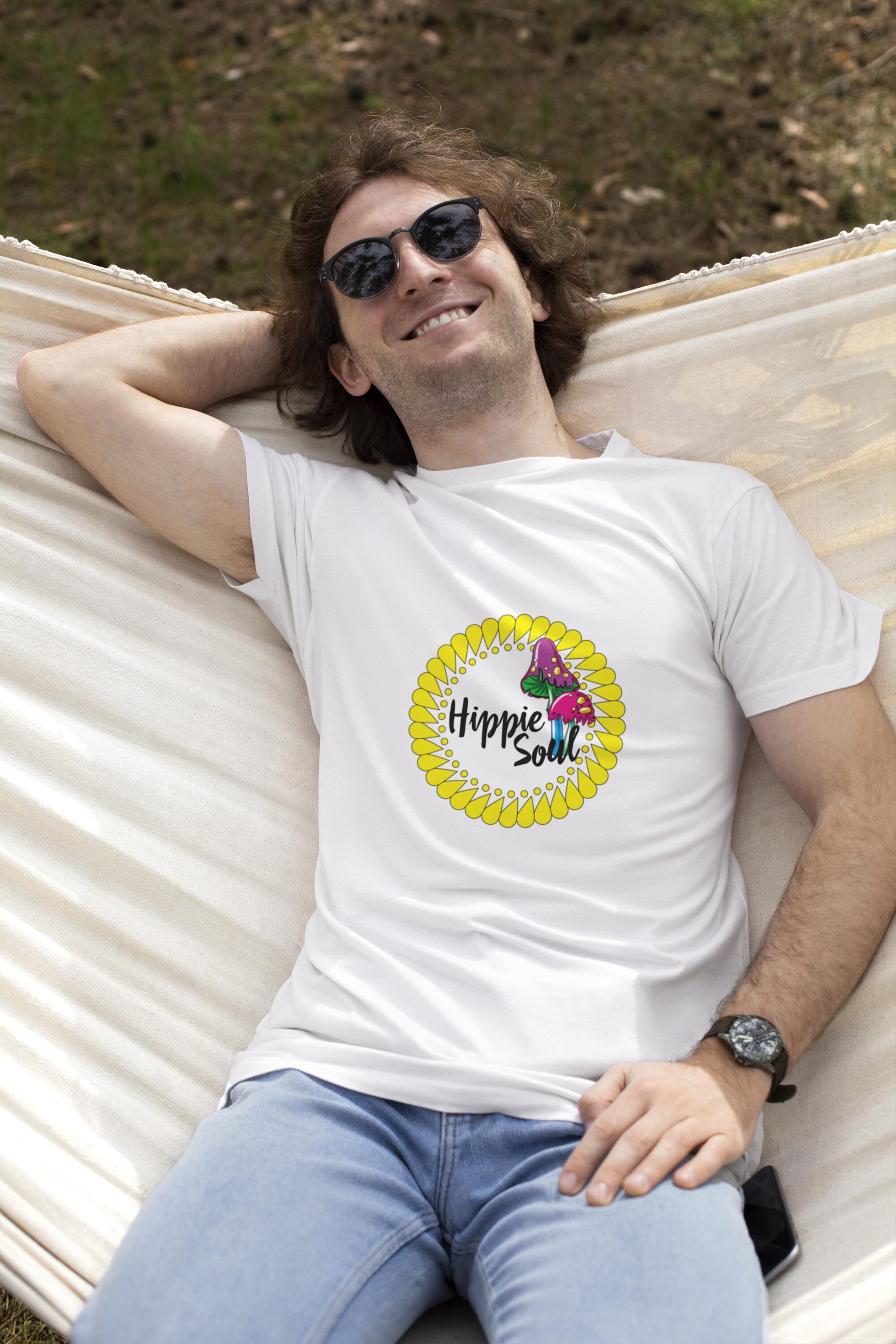 Hippie soul element on the t-shirt design.