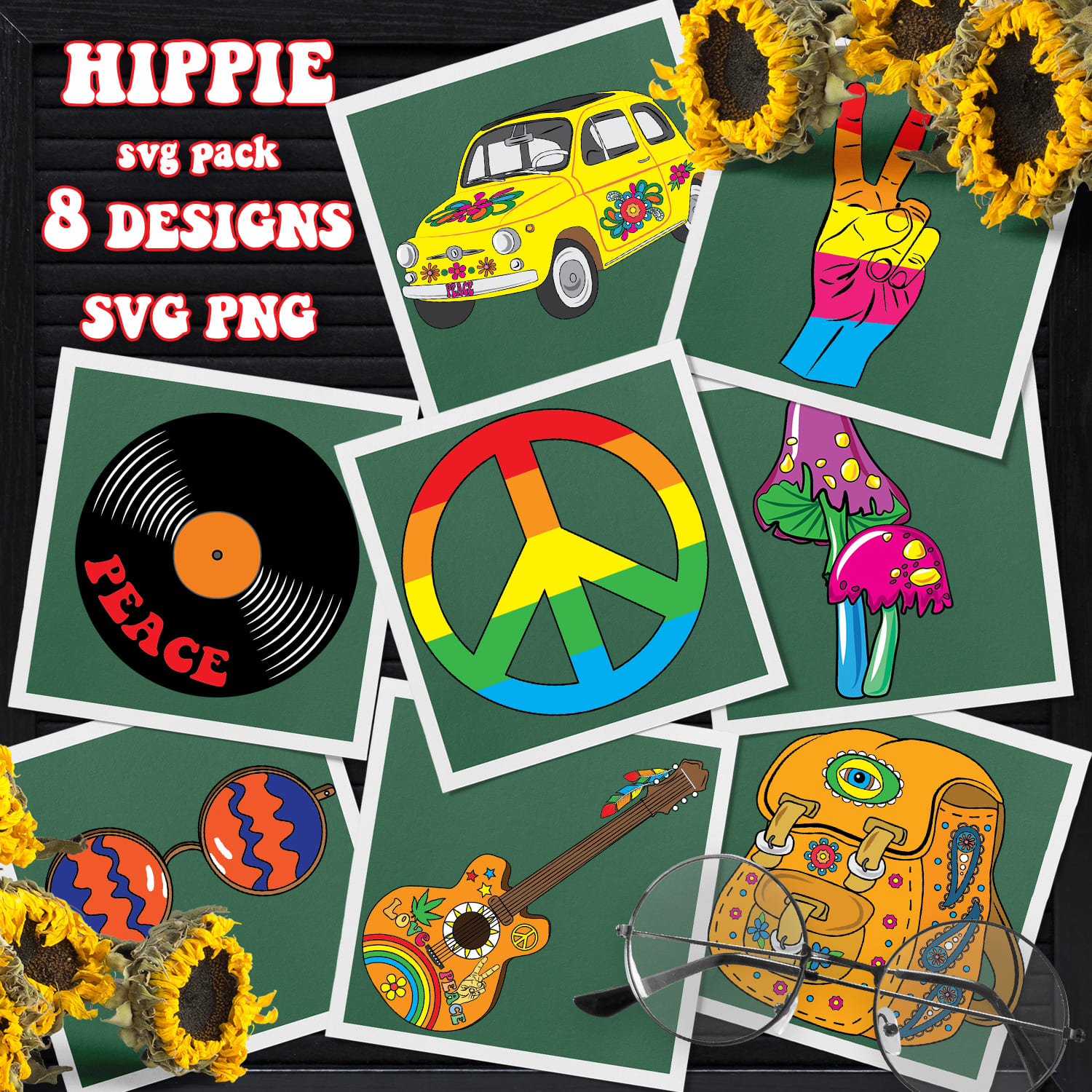 Hippie SVG design - main image preview.