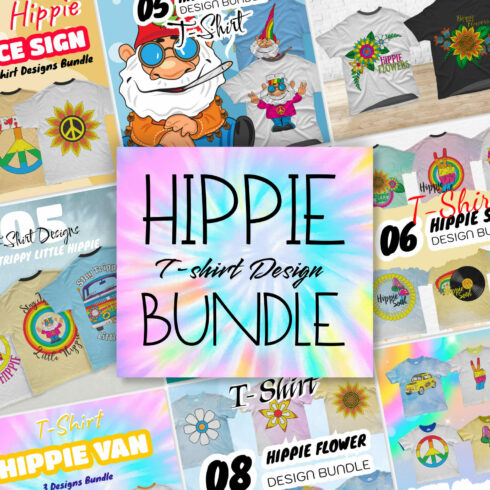 Hippie T-shirt Design Bundle.