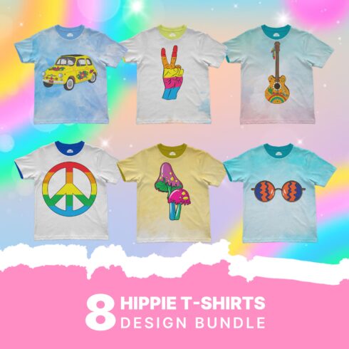 Hippie t-shirt designs bundle - main image preview.