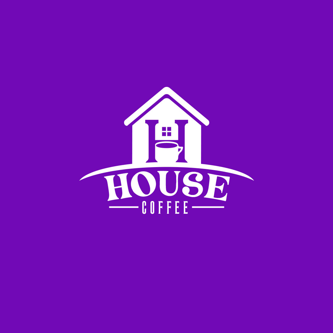 Perfect House Coffee Logo Design with violet background.