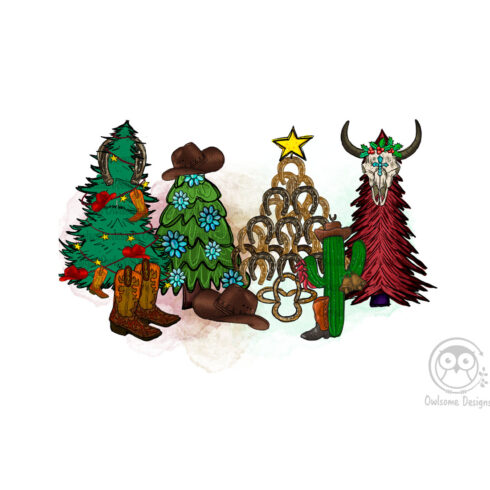 Howdy Western Christmas Tree PNG Sublimation cover image.