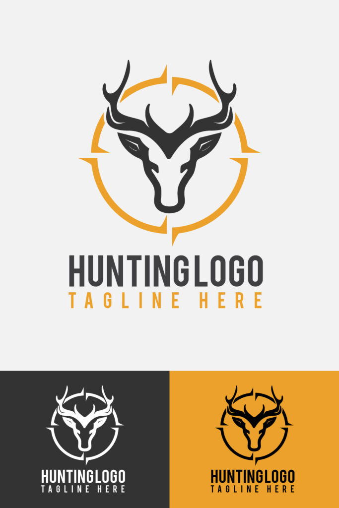 Deer hunting logo design template vector illustration, Hunting sport