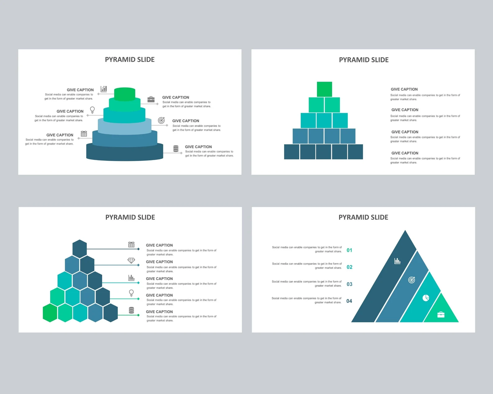 Diverse of gradient green pyramid infographics.