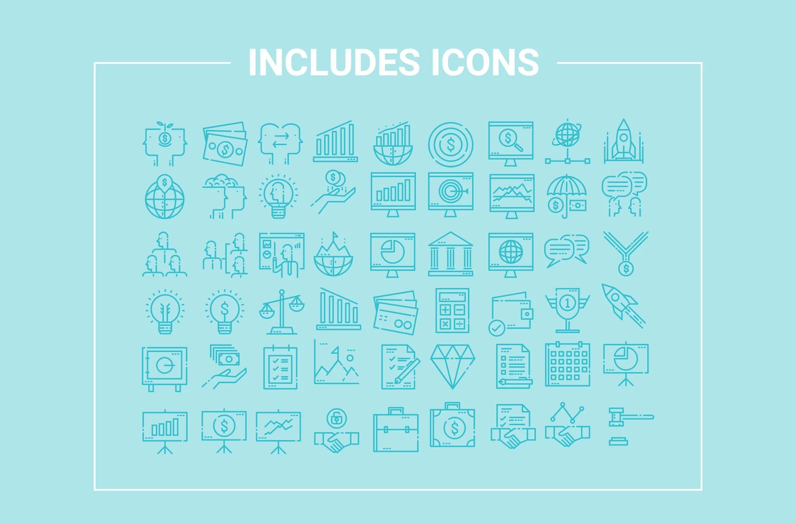 This collection includes own turquoise icons.