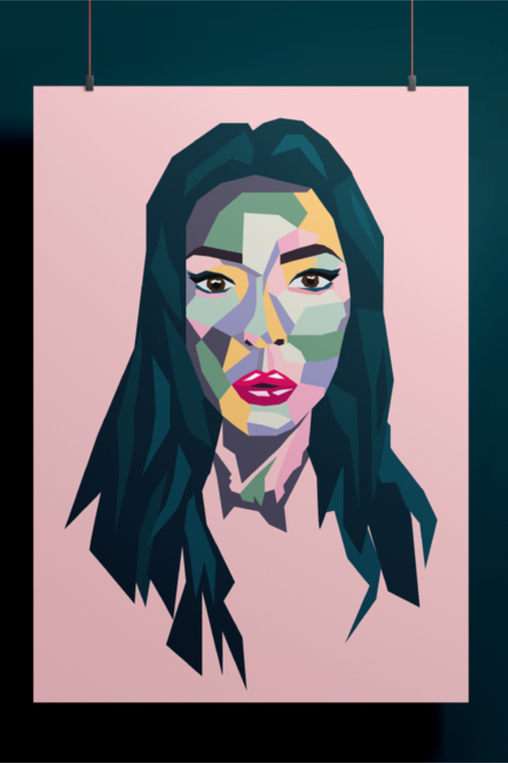 Woman's Face Multicolored Clipart pinterest image.
