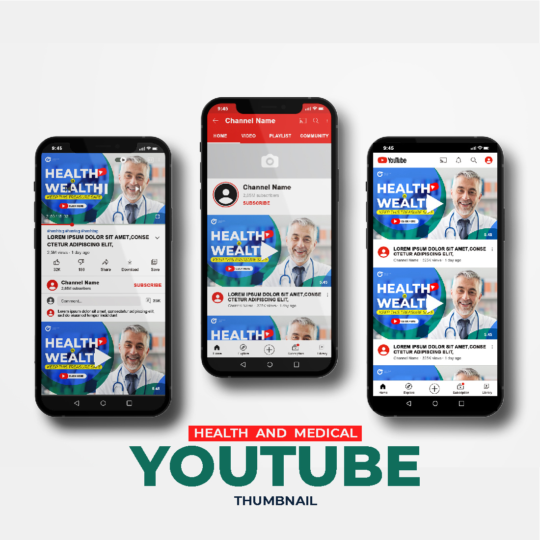YouTube Thumbnail Template for Health cover image.