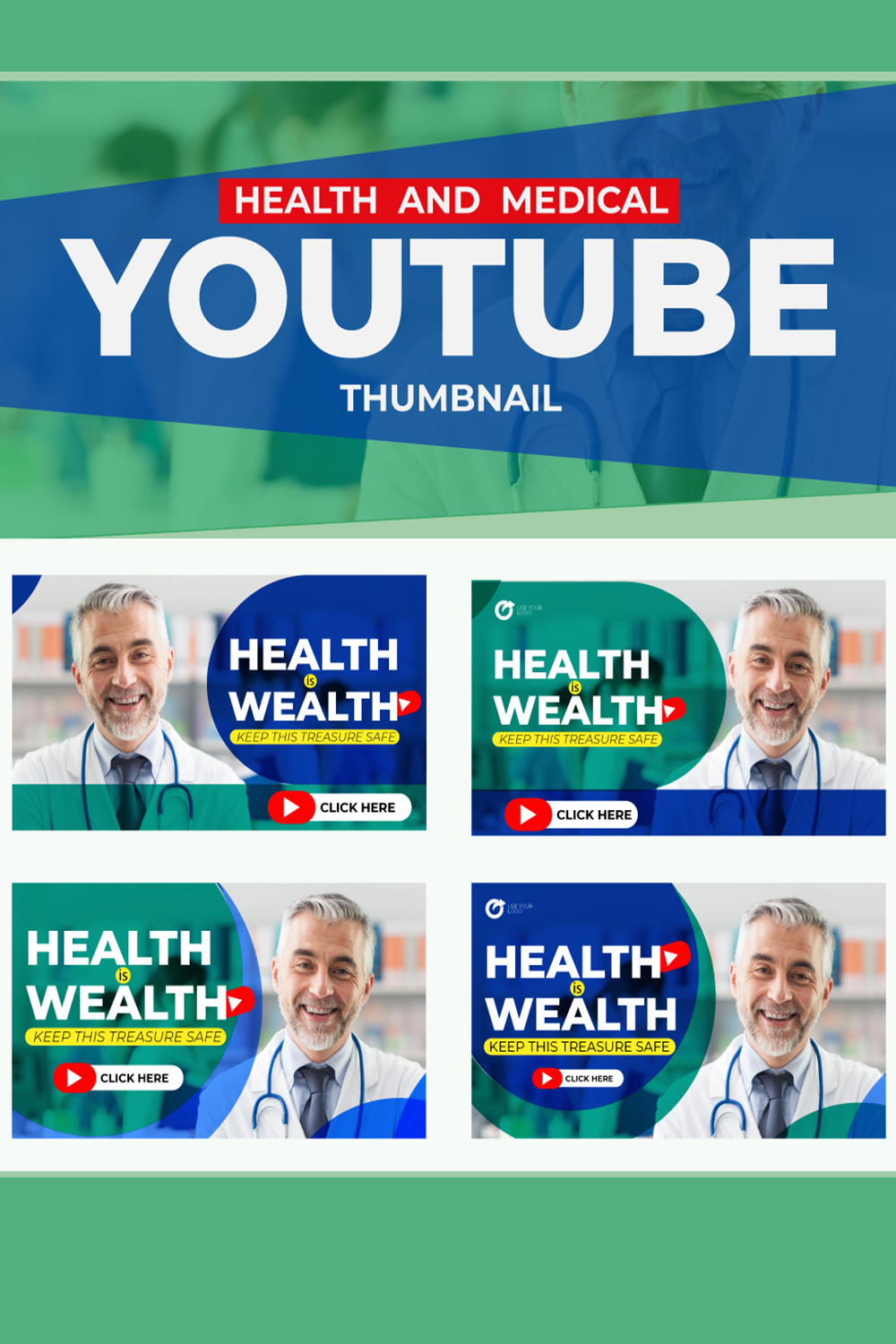 YouTube Thumbnail Template for Health and Medical pinterest image.