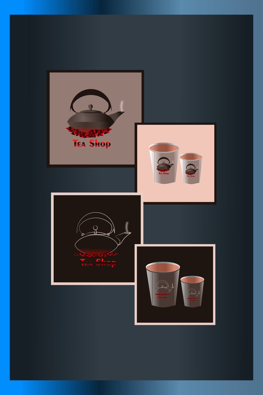 Tea Shop Logo Pinterest collage image.