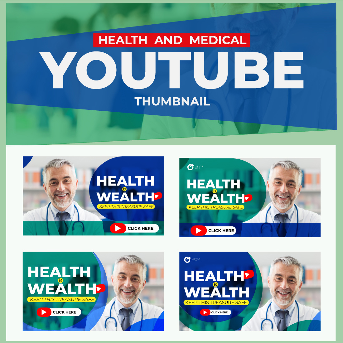 YouTube Thumbnail Template for Health and Medical cover image.