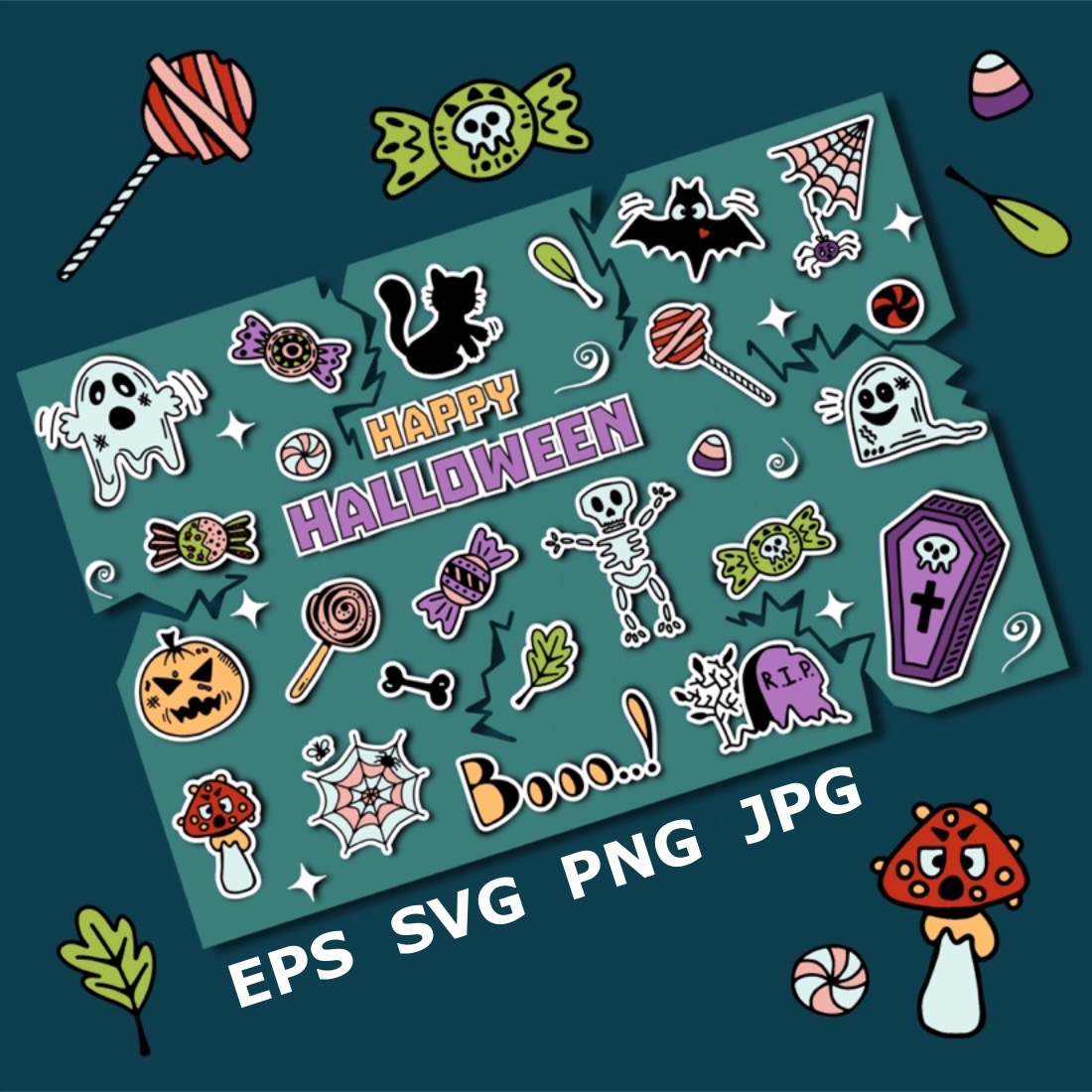Halloween Stickers Clipart cover image.