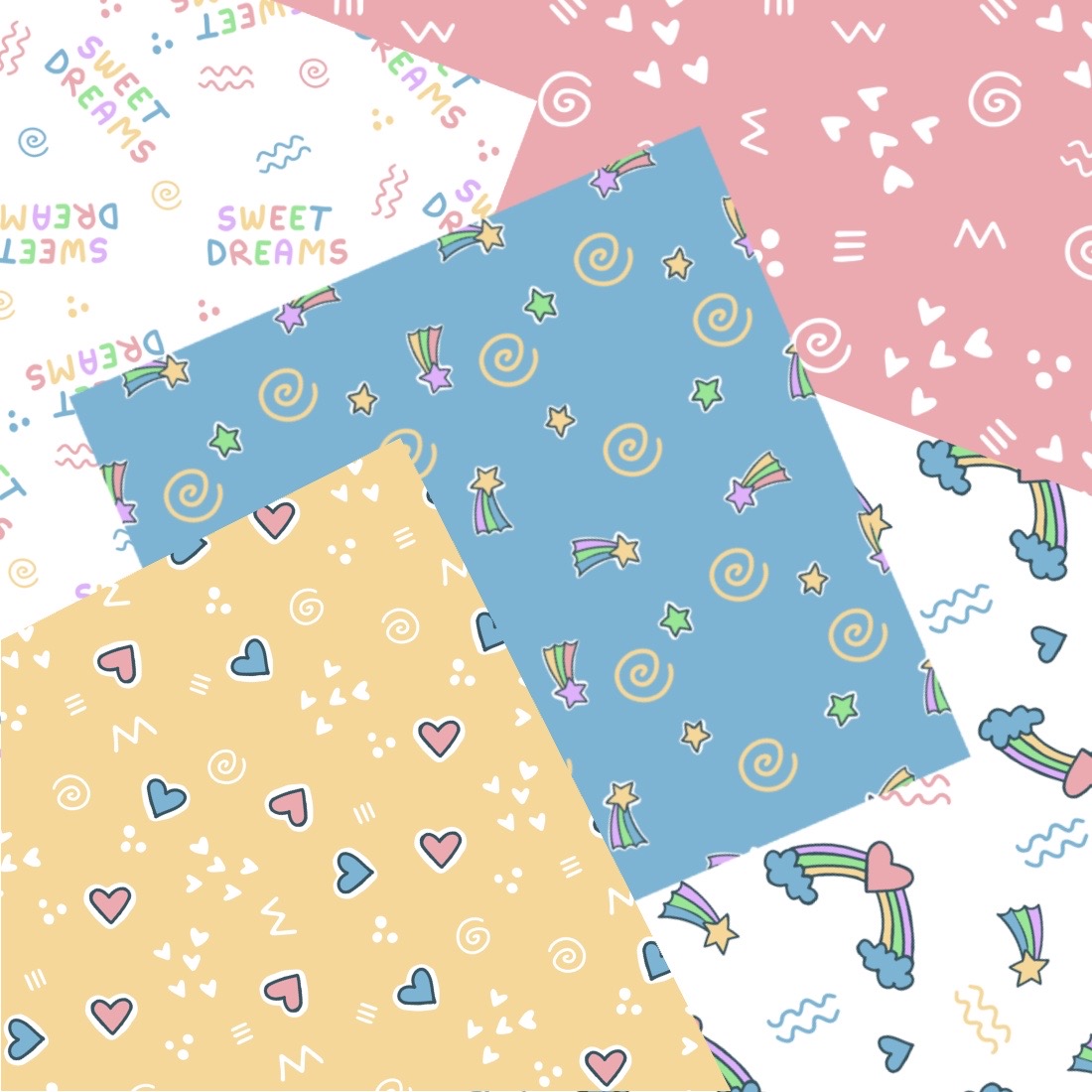Baby Sweet Dreams Seamless Patterns Set example.