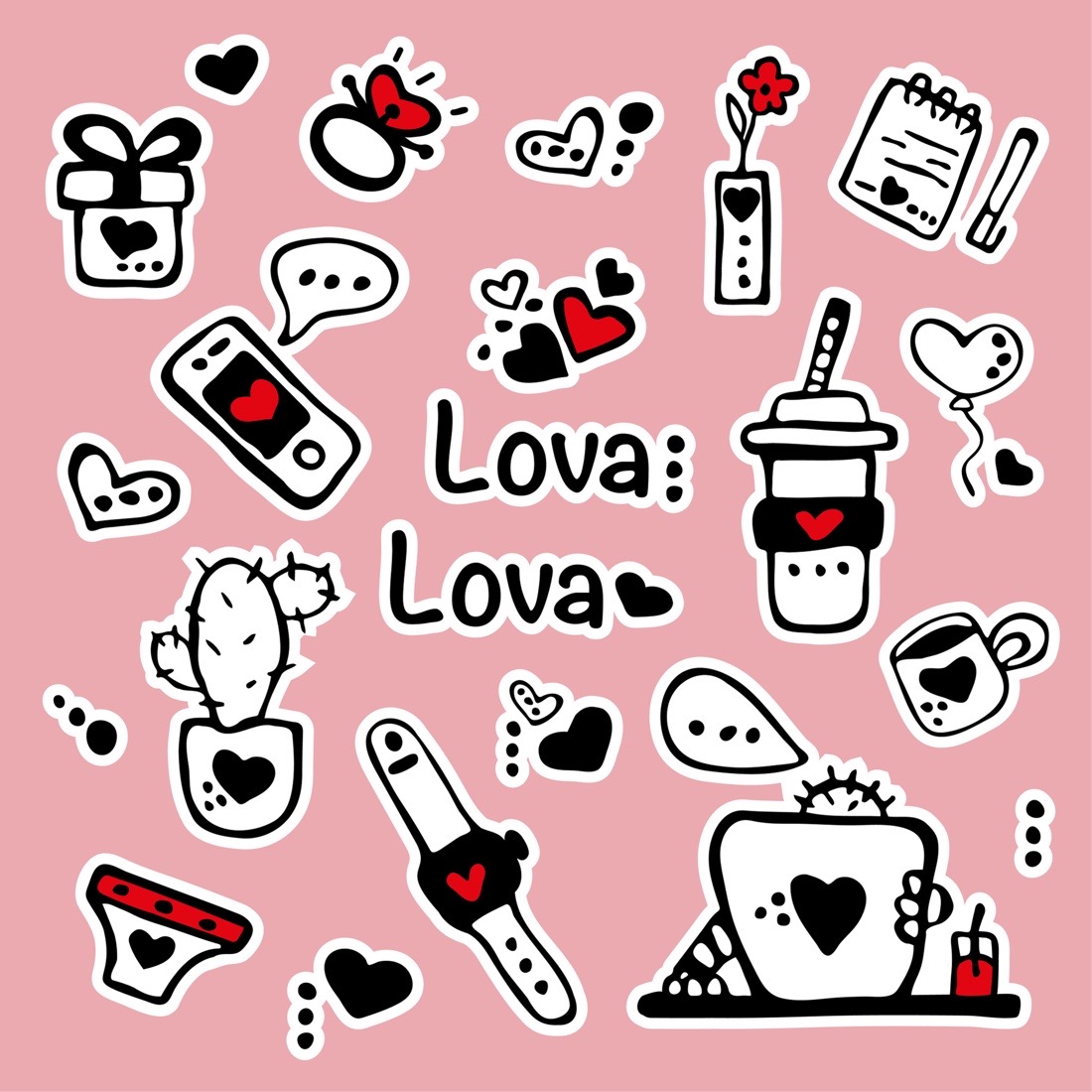 Love in Everyday Life Stickers Clipart preview image.