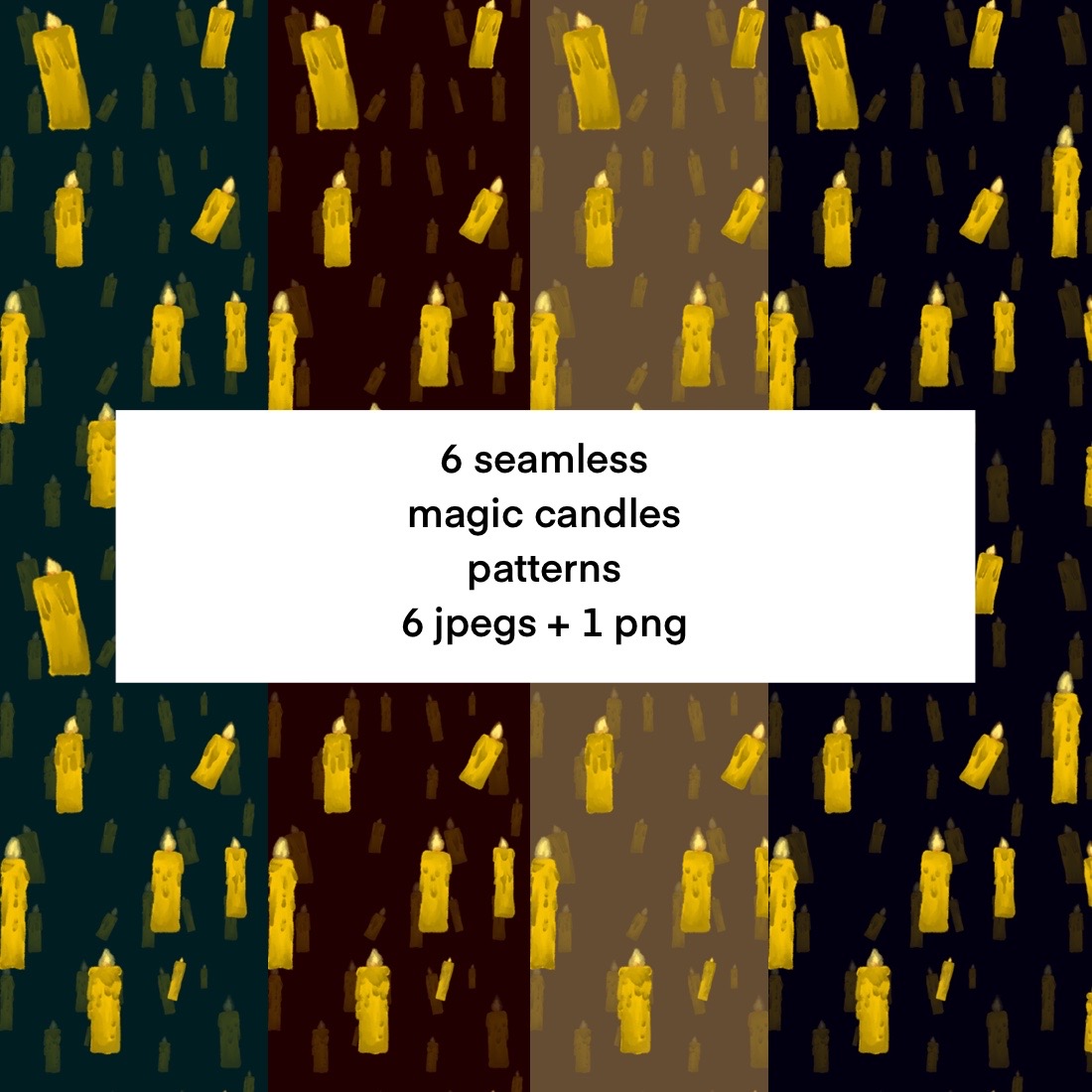 6 seamless magic candles patterns 6 jpegs + 1 png - MasterBundles