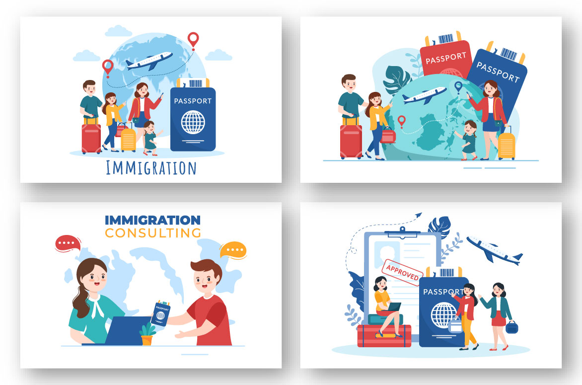 Immigration Flat Illustration preview image.