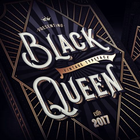 Black Queen Vintage Typeface Font cover image.