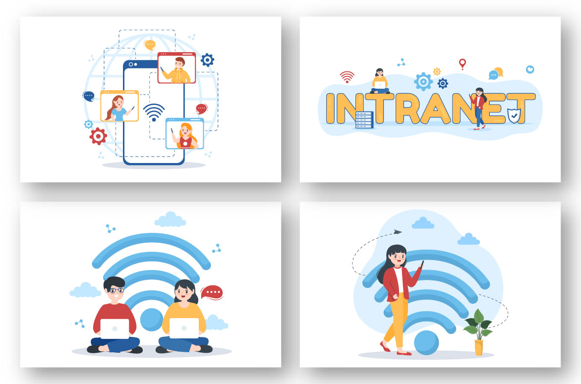 Intranet Network Connection Illustration preview image.