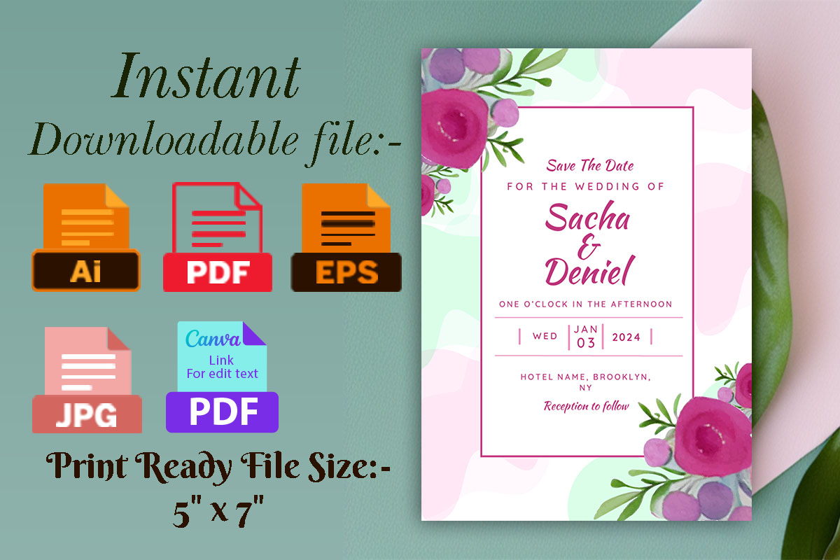 Cover image of Invitation Floral Card & Background for Wedding and Birthday.