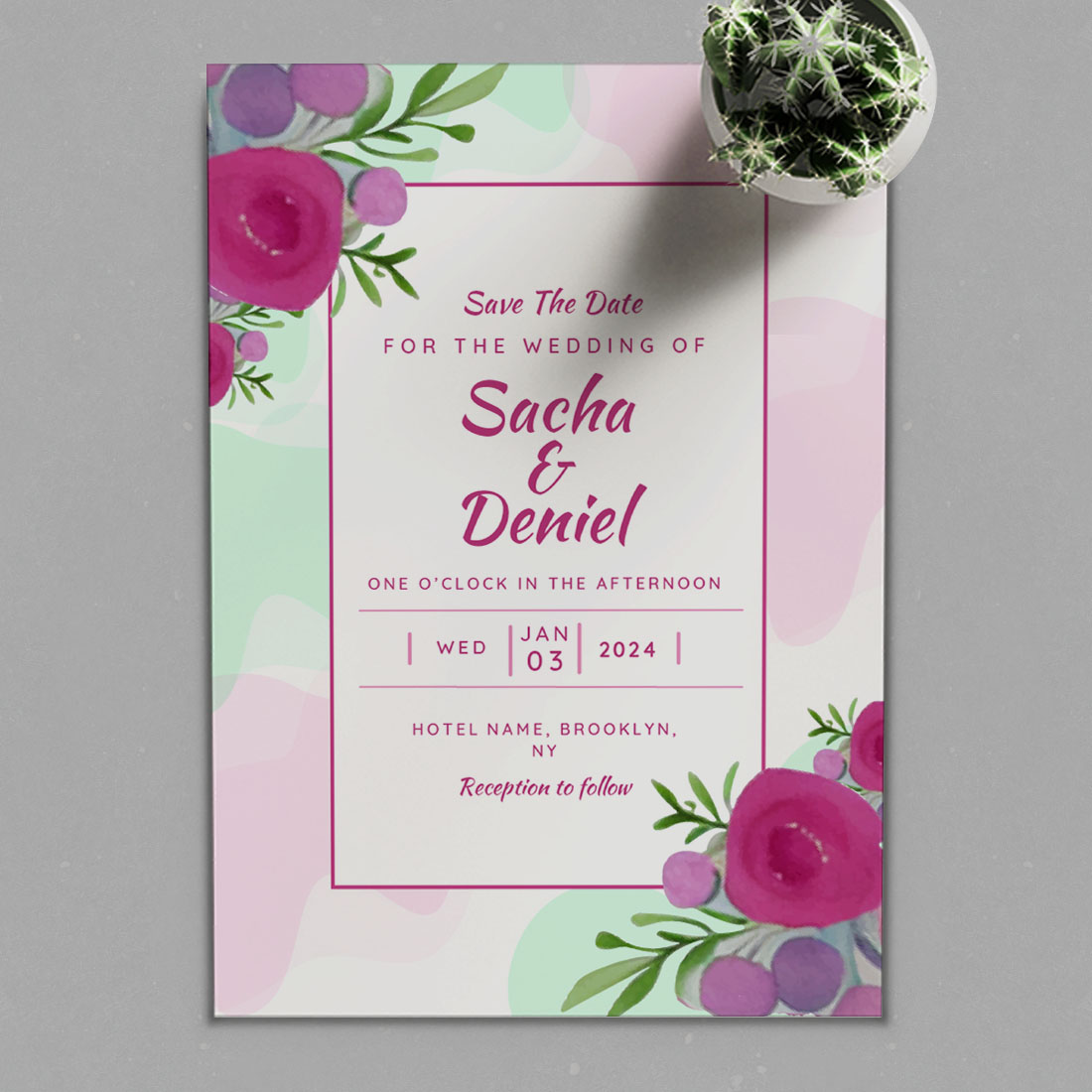 Invitation Floral Card & Background for Wedding and Birthday by DesignConcept.