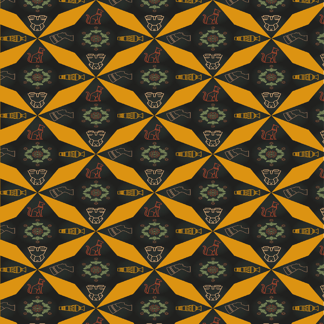 Egyptian Mythology Yellow Patterns preview image.