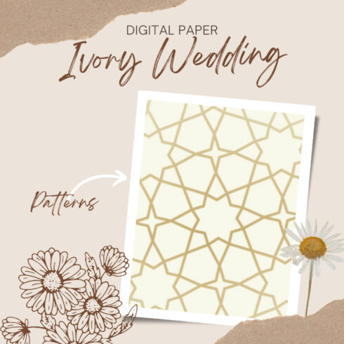 13 Ivory Wedding Digital Paper Patterns.