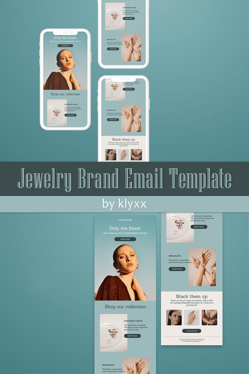 An image pack of an irresistible jewelry brand email design template.