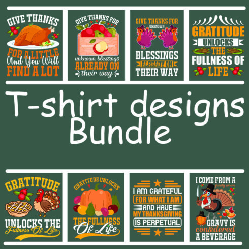 T-shirt Quotes Thanksgiving Design Bundle cover image.