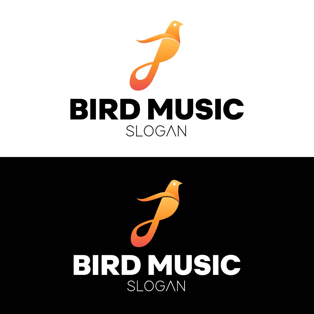 White and black Bird Music Logo Vector preview.