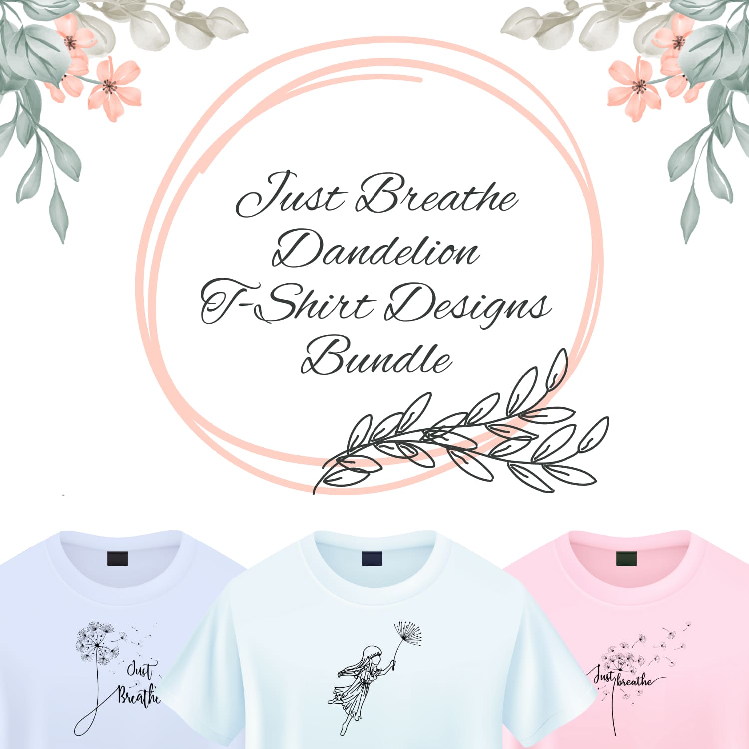 Dandelion Watercolor T-shirt - Printed Design T-shirt - Printed