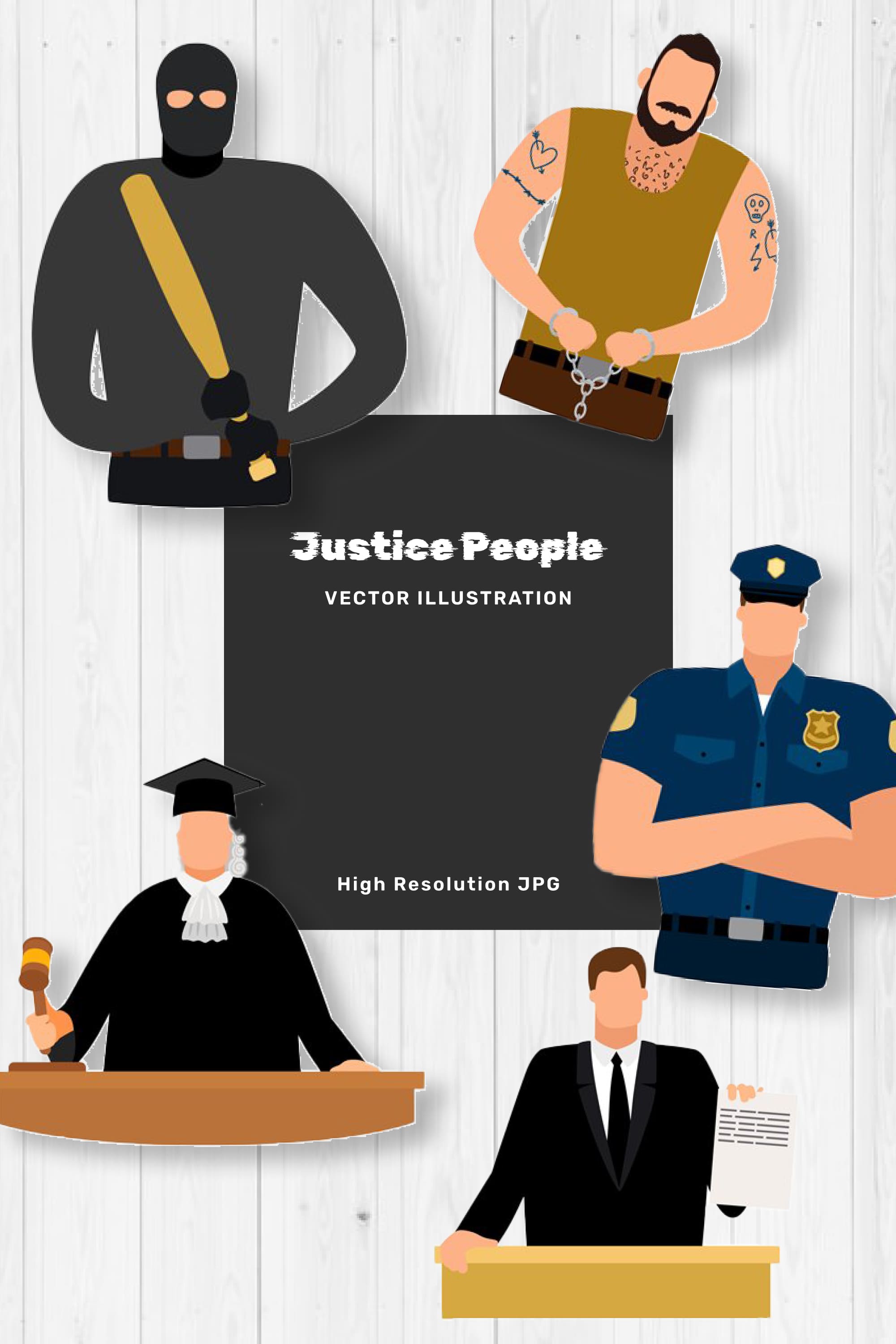 Justice People, Prisoner And Defendant, Policeman, Judge And Lawyer - Pinterest.