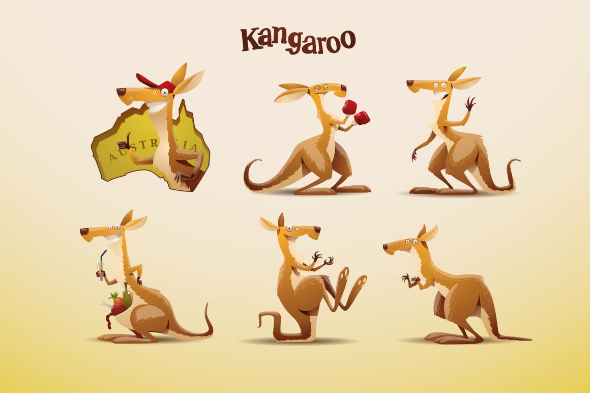 Crazy kangaroo in the different mood.