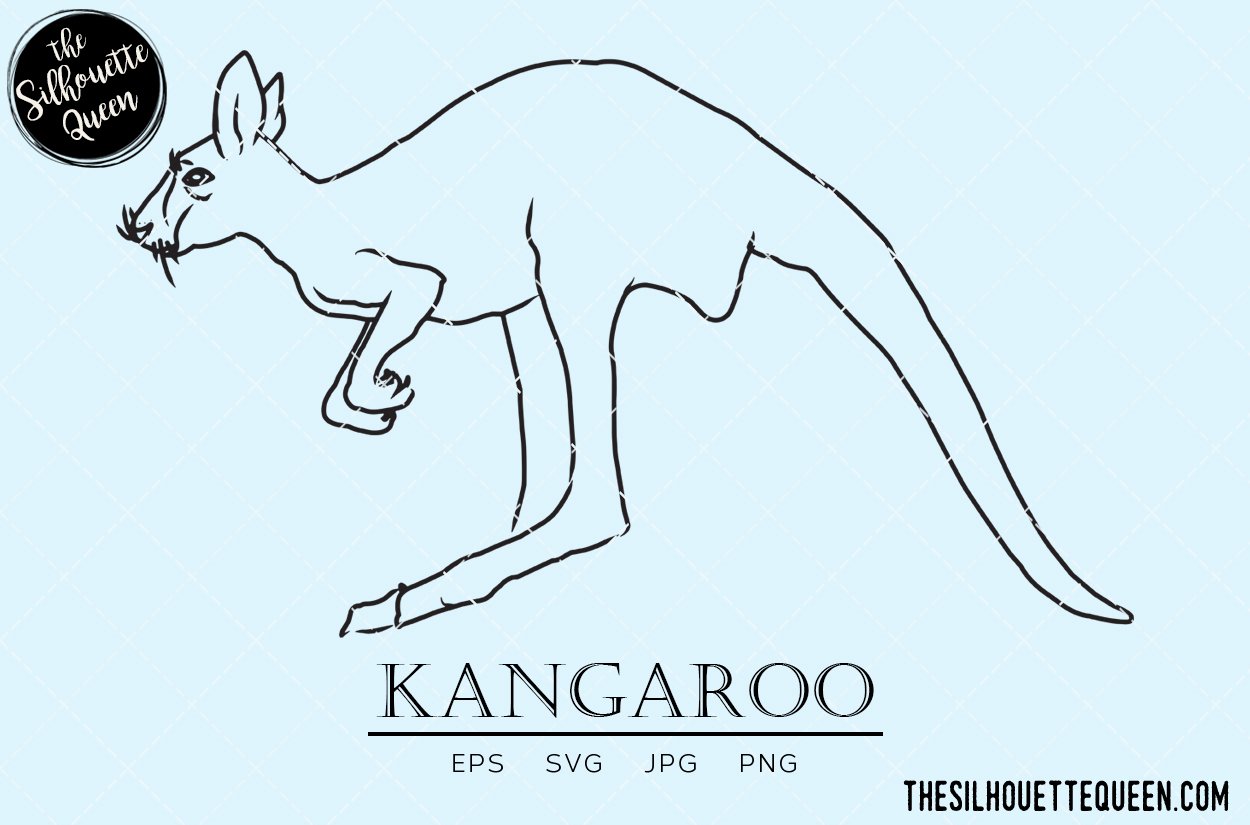 Light blue background with the outline kangaroo.